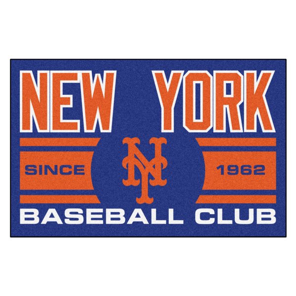 FanMats® - New York Mets 19" x 30" Nylon Face Uniform Starter Mat with "NY" Logo with City Name & Stripes