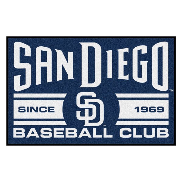 FanMats® - San Diego Padres 19" x 30" Nylon Face Uniform Starter Mat with "SD" Logo with City Name & Stripes