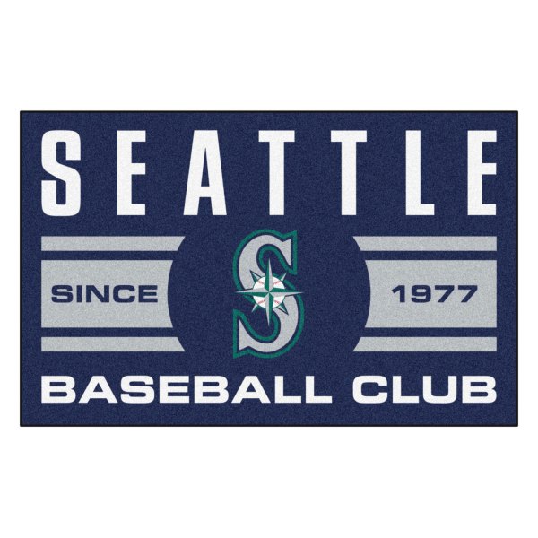FanMats® - Seattle Mariners 19" x 30" Nylon Face Uniform Starter Mat with "S with Compass" Logo with City Name & Stripes