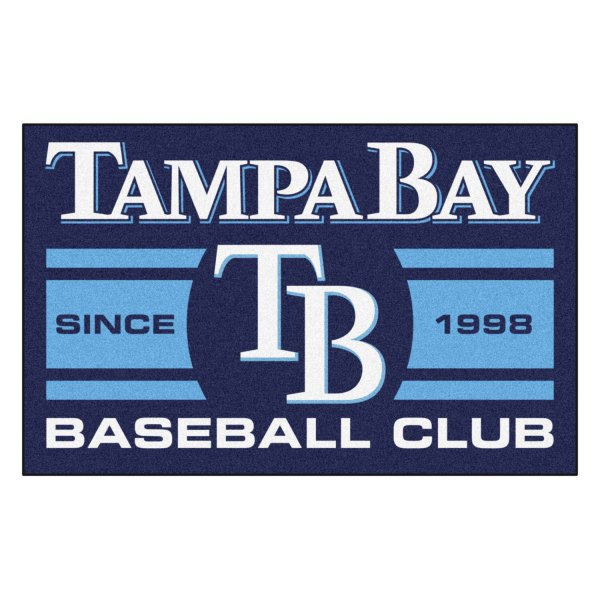 FanMats® - Tampa Bay Rays 19" x 30" Nylon Face Uniform Starter Mat with "TB" Logo with City Name & Stripes