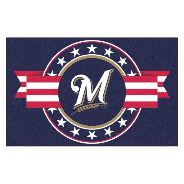 FanMats® - Milwaukee Brewers 19" x 30" Nylon Face Patriotic Starter Mat
