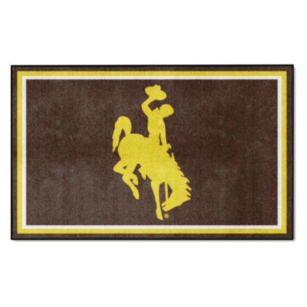 FanMats® - University of Wyoming 48" x 72" Nylon Face Ultra Plush Floor Rug with "Bucking Cowboy" Logo