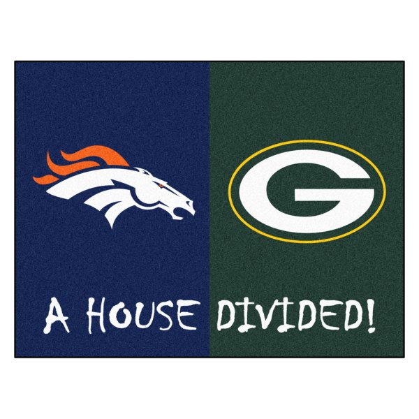 FanMats® - Denver Broncos/Green Bay Packers 33.75" x 42.5" Nylon Face House Divided Floor Mat