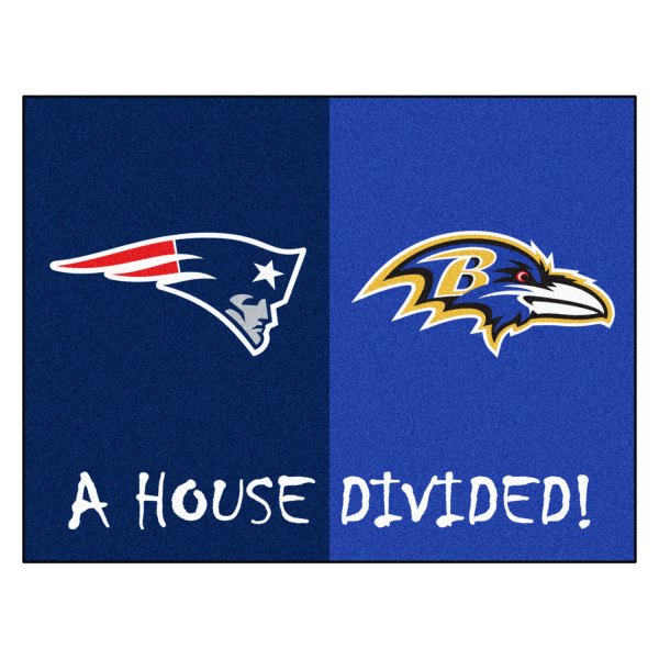 FanMats® - New England Patriots/Baltimore Ravens 33.75" x 42.5" Nylon Face House Divided Floor Mat
