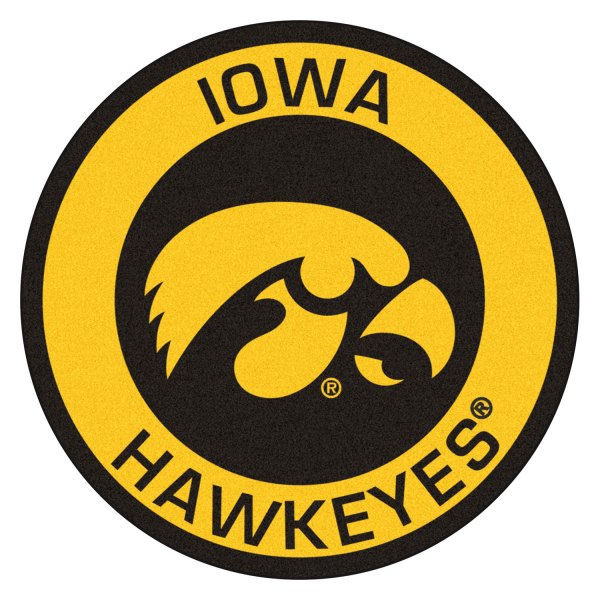 FanMats® - University of Iowa 27" Dia Nylon Face Floor Mat with "Hawkeye" Logo