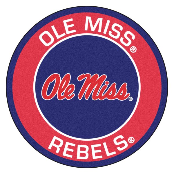 FanMats® - University of Mississippi (Ole Miss) 27" Dia Nylon Face Floor Mat with "Ole Miss" Script Logo