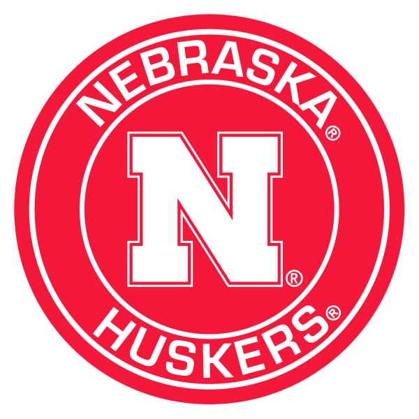 FanMats® - University of Nebraska 27" Dia Nylon Face Floor Mat with "Block N" Logo