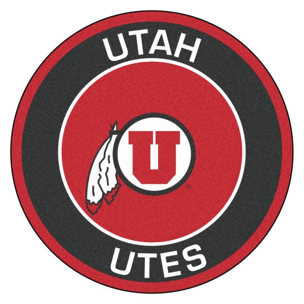 FanMats® - University of Utah 27" Dia Nylon Face Floor Mat with "Circle U & Feathers" Logo