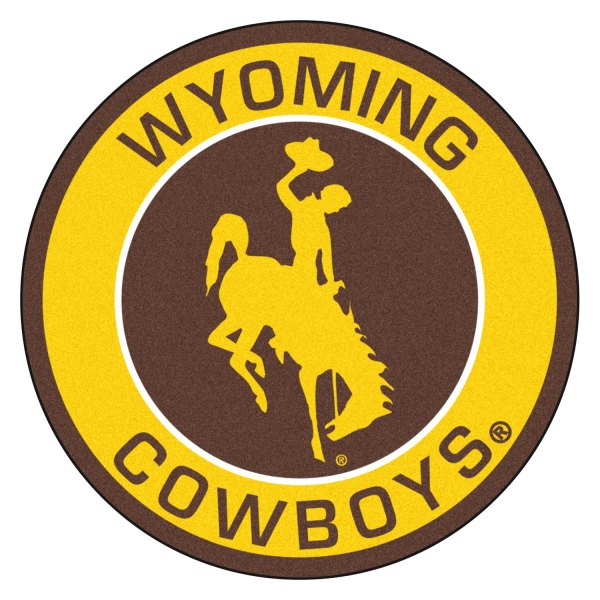 FanMats® - University of Wyoming 27" Dia Nylon Face Floor Mat with "Bucking Cowboy" Logo