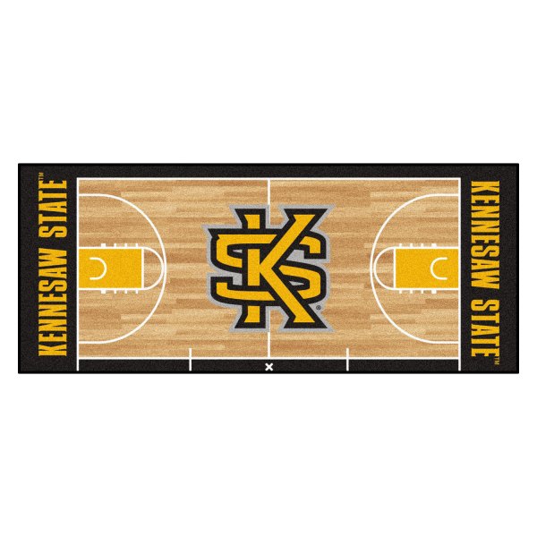 FanMats® - Kennesaw State University 30" x 72" Nylon Face Basketball Court Runner Mat with "Interlocked KS" Logo & Wordmark