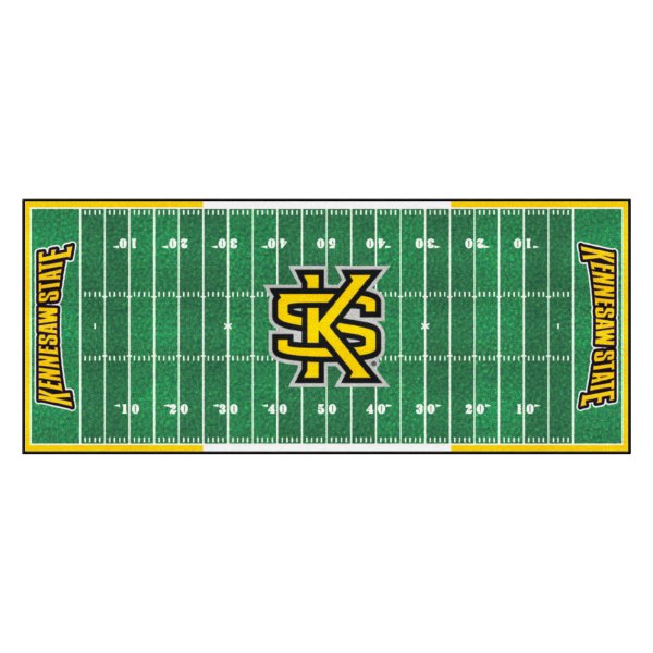 FanMats® - Kennesaw State University 30" x 72" Nylon Face Football Field Runner Mat with "Interlocked KS" Logo & Wordmark