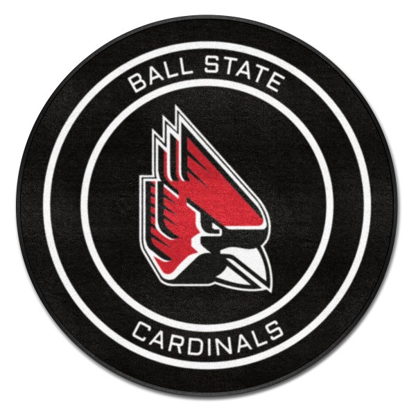 FanMats® - Ball State University 27" Dia Nylon Face Hockey Puck Floor Mat with "Cardinal" Logo