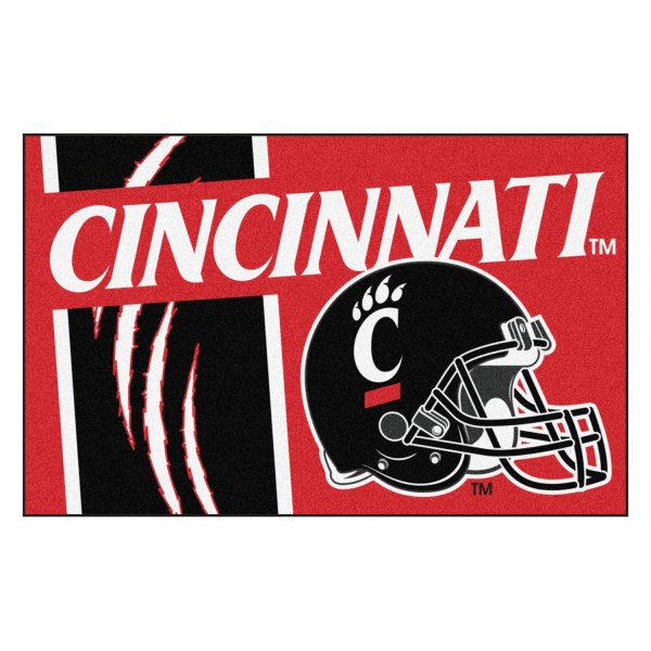 FanMats® - University of Cincinnati 19" x 30" Nylon Face Uniform Starter Mat with Football Helmet with Wordmark & Stripe