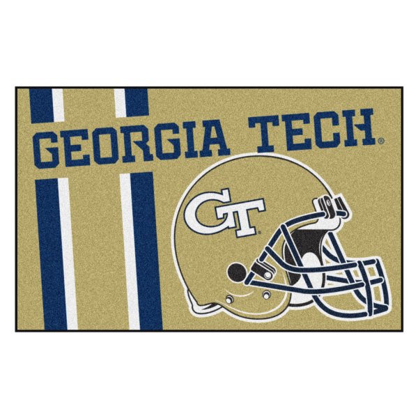 FanMats® - Georgia Tech 19" x 30" Nylon Face Uniform Starter Mat with Football Helmet with Wordmark & Stripe