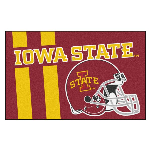 FanMats® - Iowa State University 19" x 30" Nylon Face Uniform Starter Mat with Football Helmet with Wordmark & Stripe
