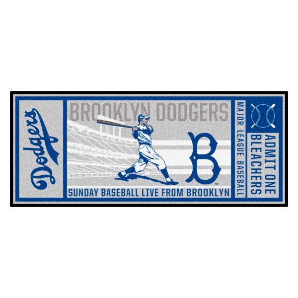 FanMats® - Cooperstown Retro Collection 1949 Brooklyn Dodgers 30" x 72" Nylon Face Retro Ticket Runner Mat