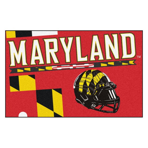 FanMats® - University of Maryland 19" x 30" Nylon Face Uniform Starter Mat with Football Helmet with Wordmark & Stripe