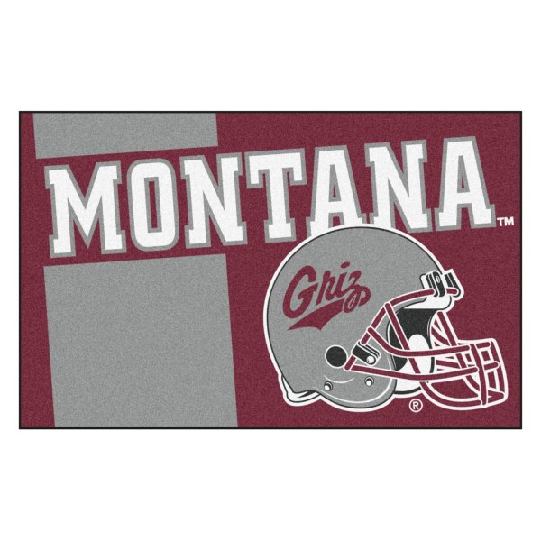FanMats® - University of Montana 19" x 30" Nylon Face Uniform Starter Mat with Football Helmet with Wordmark & Stripe