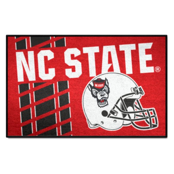 FanMats® - North Carolina State University 19" x 30" Nylon Face Uniform Starter Mat with Football Helmet with Wordmark & Stripe