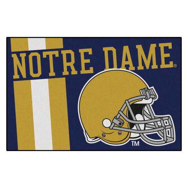 FanMats® - Notre Dame 19" x 30" Nylon Face Uniform Starter Mat with Football Helmet with Wordmark & Stripe