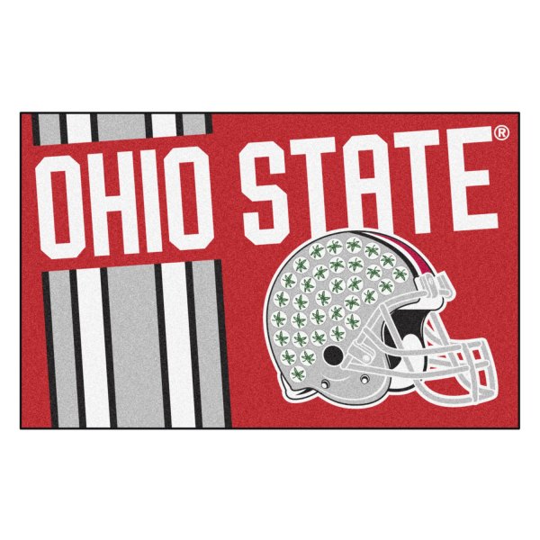 FanMats® - Ohio State University 19" x 30" Nylon Face Uniform Starter Mat with Football Helmet with Wordmark & Stripe