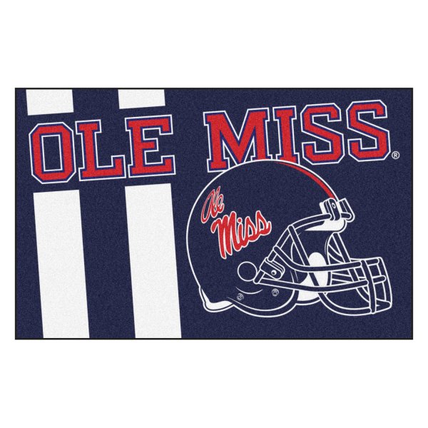 FanMats® - University of Mississippi (Ole Miss) 19" x 30" Nylon Face Uniform Starter Mat with Football Helmet with Wordmark & Stripe