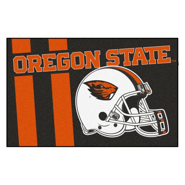 FanMats® - Oregon State University 19" x 30" Nylon Face Uniform Starter Mat with Football Helmet with Wordmark & Stripe
