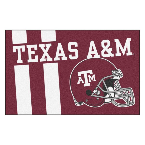 FanMats® - Texas A&M University 19" x 30" Nylon Face Uniform Starter Mat with Football Helmet with Wordmark & Stripe