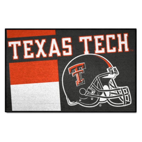 FanMats® - Texas Tech University 19" x 30" Nylon Face Uniform Starter Mat with Football Helmet with Wordmark & Stripe