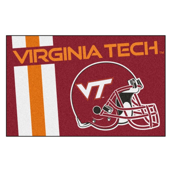 FanMats® - Virginia Tech 19" x 30" Nylon Face Uniform Starter Mat with Football Helmet with Wordmark & Stripe