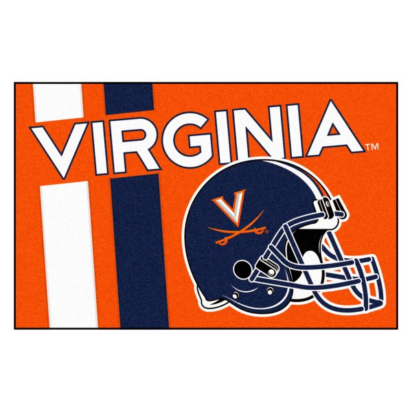 FanMats® - University of Virginia 19" x 30" Nylon Face Uniform Starter Mat with Football Helmet with Wordmark & Stripe