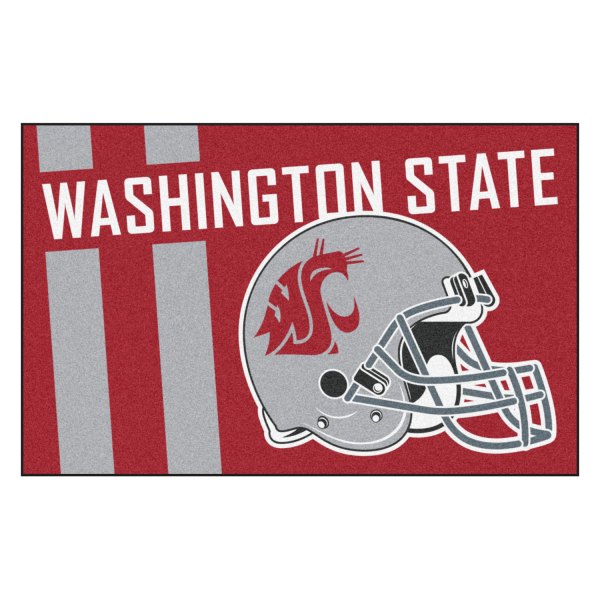FanMats® - Washington State University 19" x 30" Nylon Face Uniform Starter Mat with Football Helmet with Wordmark & Stripe