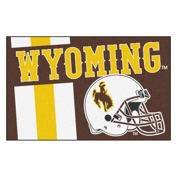 FanMats® - University of Wyoming 19" x 30" Nylon Face Uniform Starter Mat with Football Helmet with Wordmark & Stripe