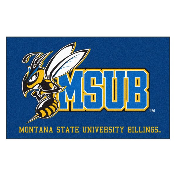 FanMats® - Montana State University Billings 60" x 96" Nylon Face Ulti-Mat with "Yellow Jacket & MSUB" Logo & Wordmark