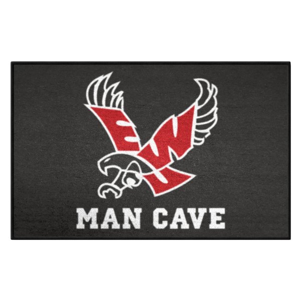 FanMats® - Eastern Washington University 19" x 30" Black Nylon Face Man Cave Starter Mat with "EWU Eagle" Logo