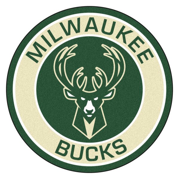 FanMats® - Milwaukee Bucks 27" Dia Nylon Face Floor Mat with "Buck" Logo