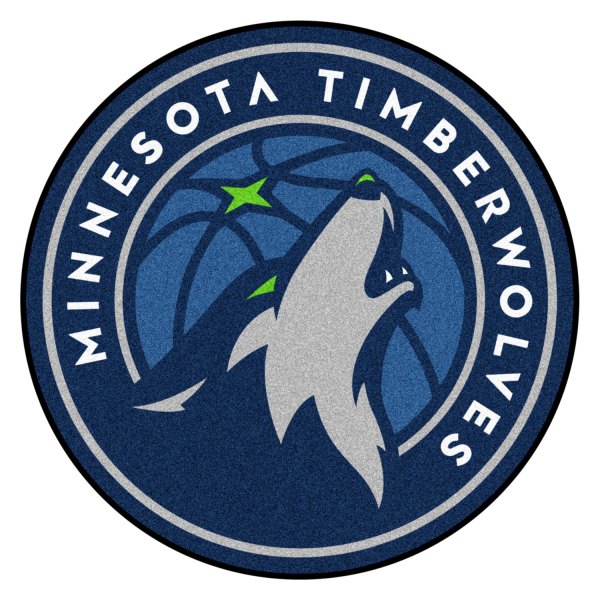 FanMats® - Minnesota Timberwolves 27" Dia Nylon Face Floor Mat with "Basketball & Wolf" Partial Logo