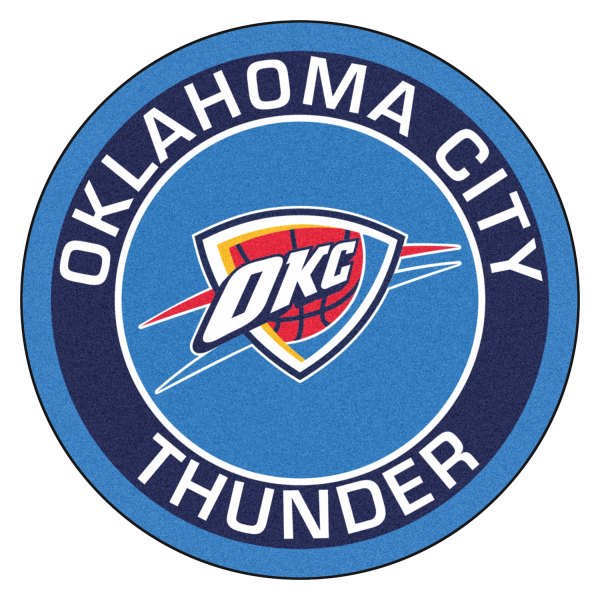 FanMats® - Oklahoma City Thunder 27" Dia Nylon Face Floor Mat with "OKC Icon" Primary Logo