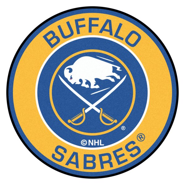 FanMats® - Buffalo Sabres 27" Dia Nylon Face Floor Mat with "Circle Buffalo Crossed Sabres" Logo