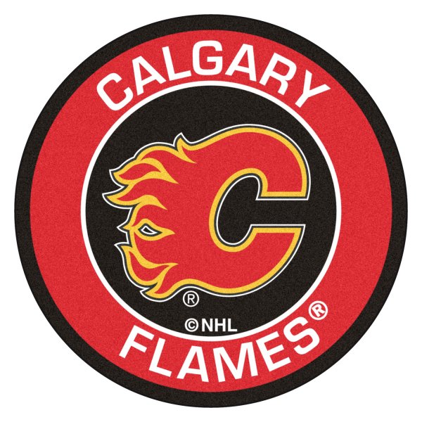 FanMats® - Calgary Flames 27" Dia Nylon Face Floor Mat with "Flaming C" Logo