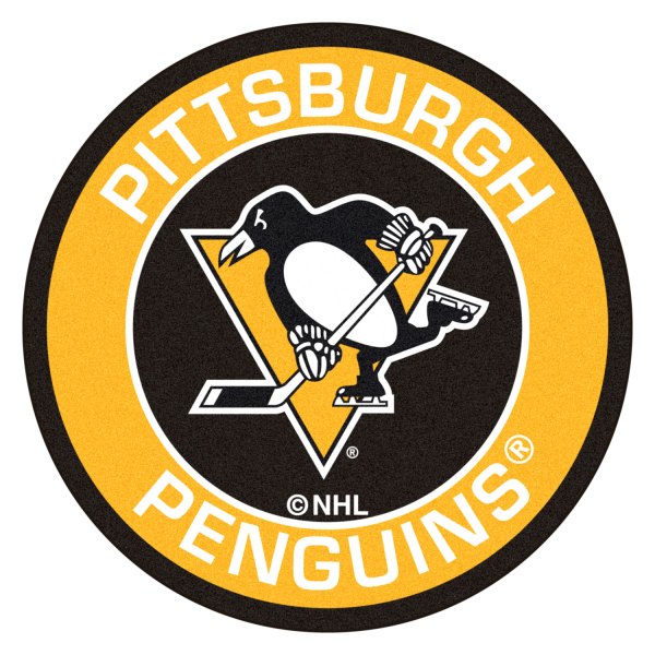 FanMats® - Pittsburgh Penguins 27" Dia Nylon Face Floor Mat with "Penguins" Logo