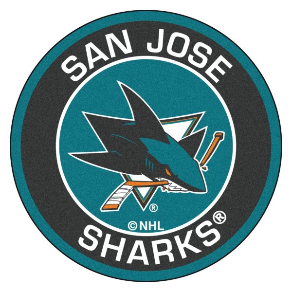 FanMats® - San Jose Sharks 27" Dia Nylon Face Floor Mat with "Sharks" Logo