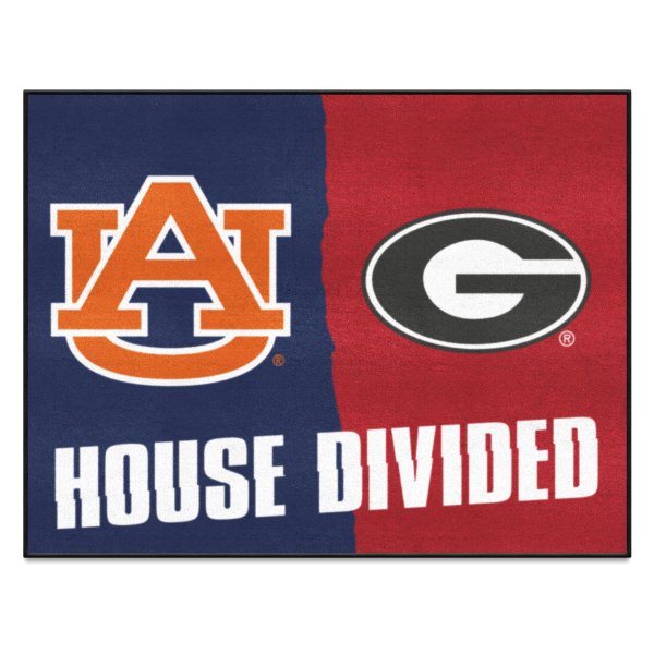 FanMats® - Auburn University/University of Georgia 33.75" x 42.5" Nylon Face House Divided Floor Mat