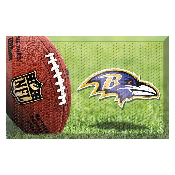 FanMats® - Baltimore Ravens 19" x 30" Rubber Scraper Door Mat with "Raven" Logo