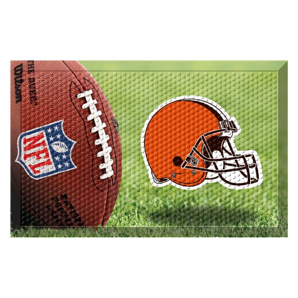 FanMats® - Cleveland Browns 19" x 30" Rubber Scraper Door Mat with "Browns Helmet" Logo