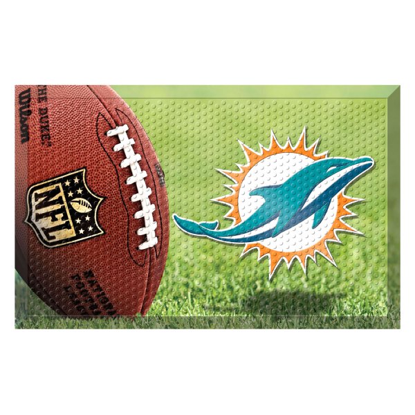 FanMats® - Miami Dolphins 19" x 30" Rubber Scraper Door Mat with "Dolphin" Logo
