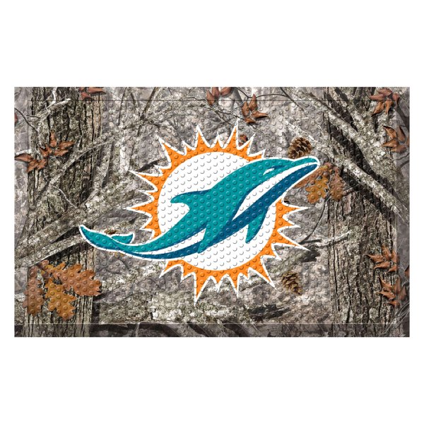 FanMats® - "Camo" Miami Dolphins 19" x 30" Rubber Scraper Door Mat with "Dolphin" Logo