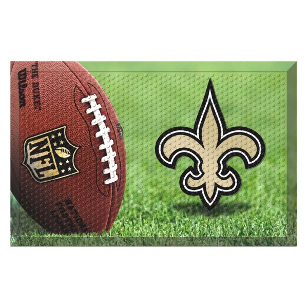 FanMats® - New Orleans Saints 19" x 30" Rubber Scraper Door Mat with "Fluer-De-Lis" Logo