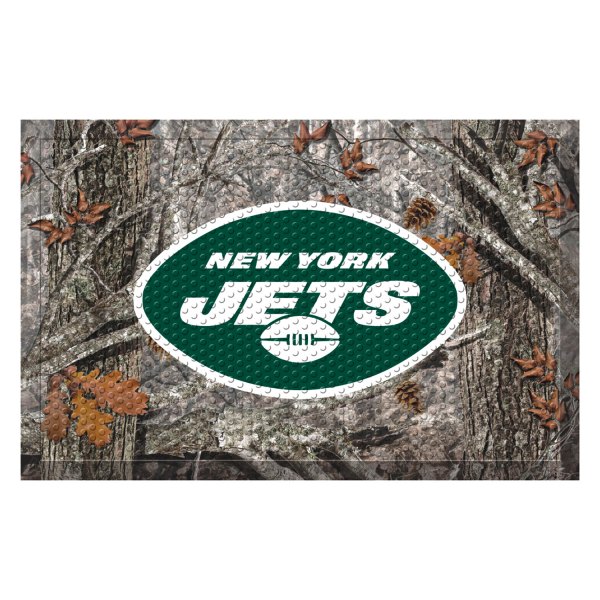FanMats® - "Camo" New York Jets 19" x 30" Rubber Scraper Door Mat with "Oval NY Jets" Logo