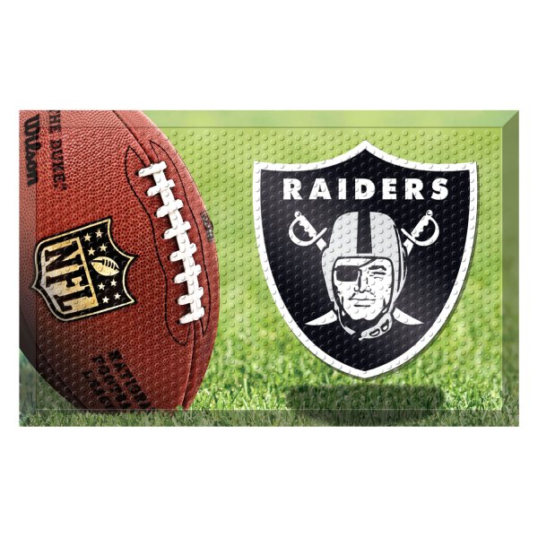 FanMats® - Las Vegas Raiders 19" x 30" Rubber Scraper Door Mat with "Raider" Logo